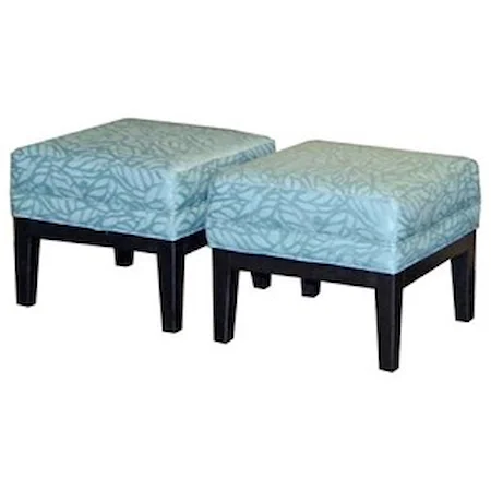 Pair of Square Ottomans with 2 Matching Pillows